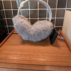 NWT Harricana Silver Vegan Leather/Fur Earmuffs.